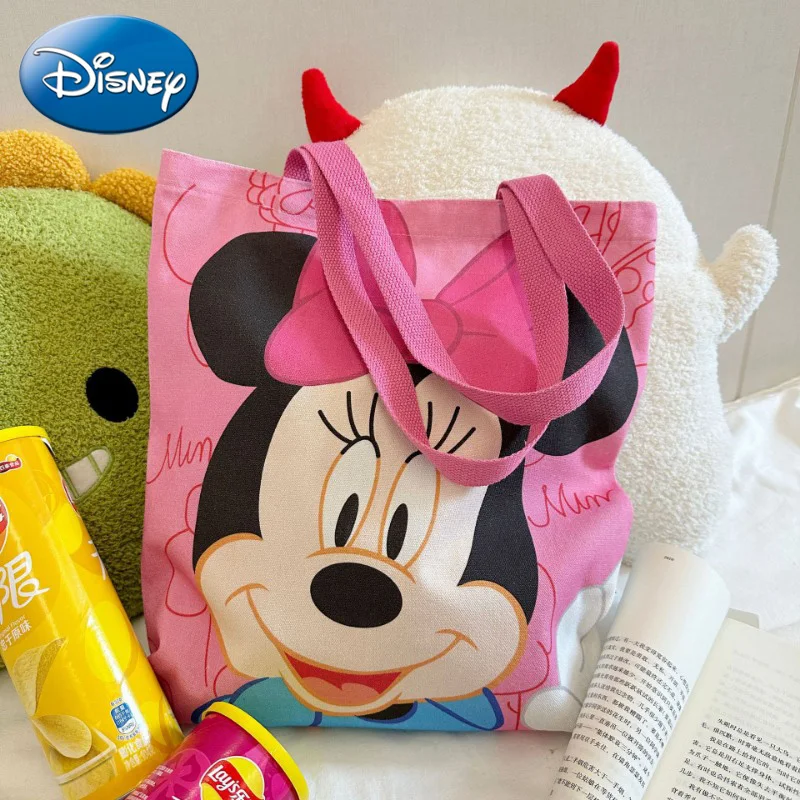 Disney Mickey Mouse Canvas Summer New Style Student Girls Shoulder Large Capacity Handbag Versatile Art Crossbody Bag