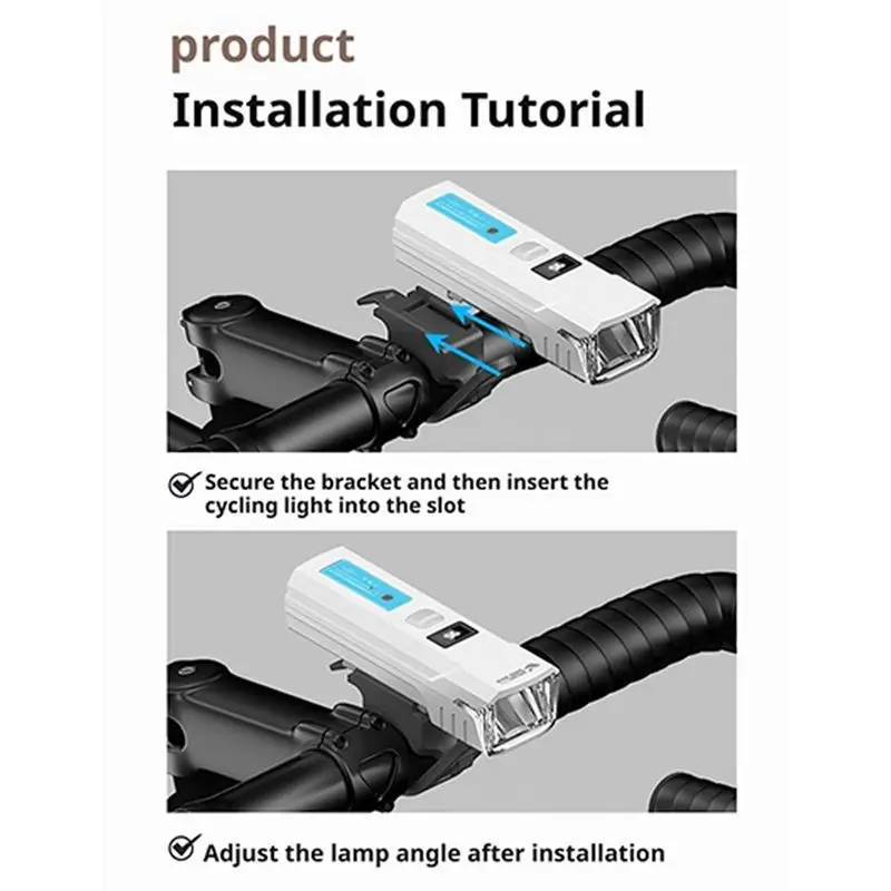 SMILING القرش دراجة المصباح شاشة ديجيتال مقاوم للماء سطوع عالية الدراجة مصباح يدوي لركوب الجبال ليلة Black-AA85