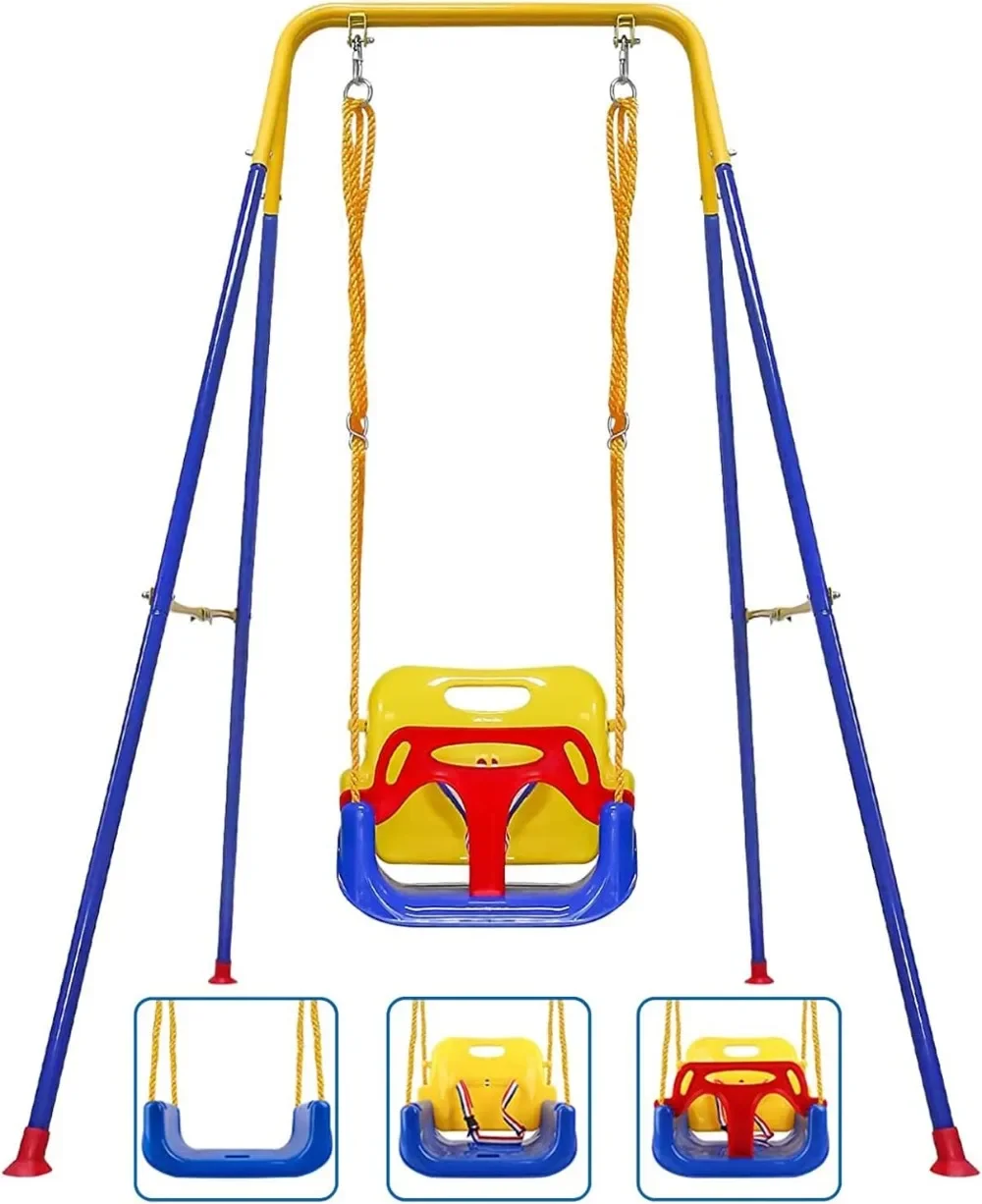 

3-in-1 Swing Sets for Backyard, Baby Swing Outdoor/Indoor, Toddler Swing Set Suitable for Aged 6 Months to 10 Years Old