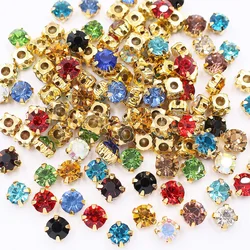 3mm-8mm Gold Claw Rhinestones Trim Shiny Crystals Glass Stones Beads Strass Garment Crafts Gems Sewing Rhinestones For Clothes