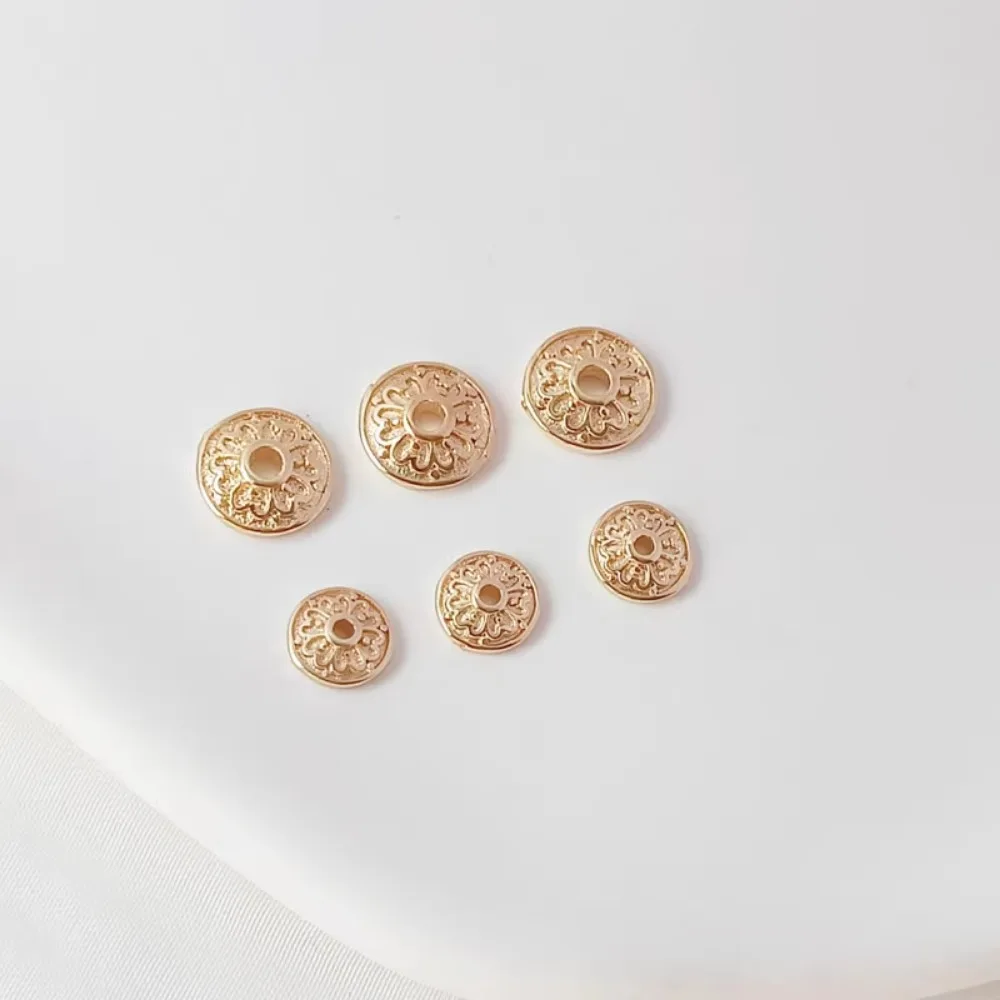 14K Gold-plated Small Daisy-shaped Flat Piece Bracelet, Necklace, Braided Rope, DIY Patterned Flower Holder Accessory