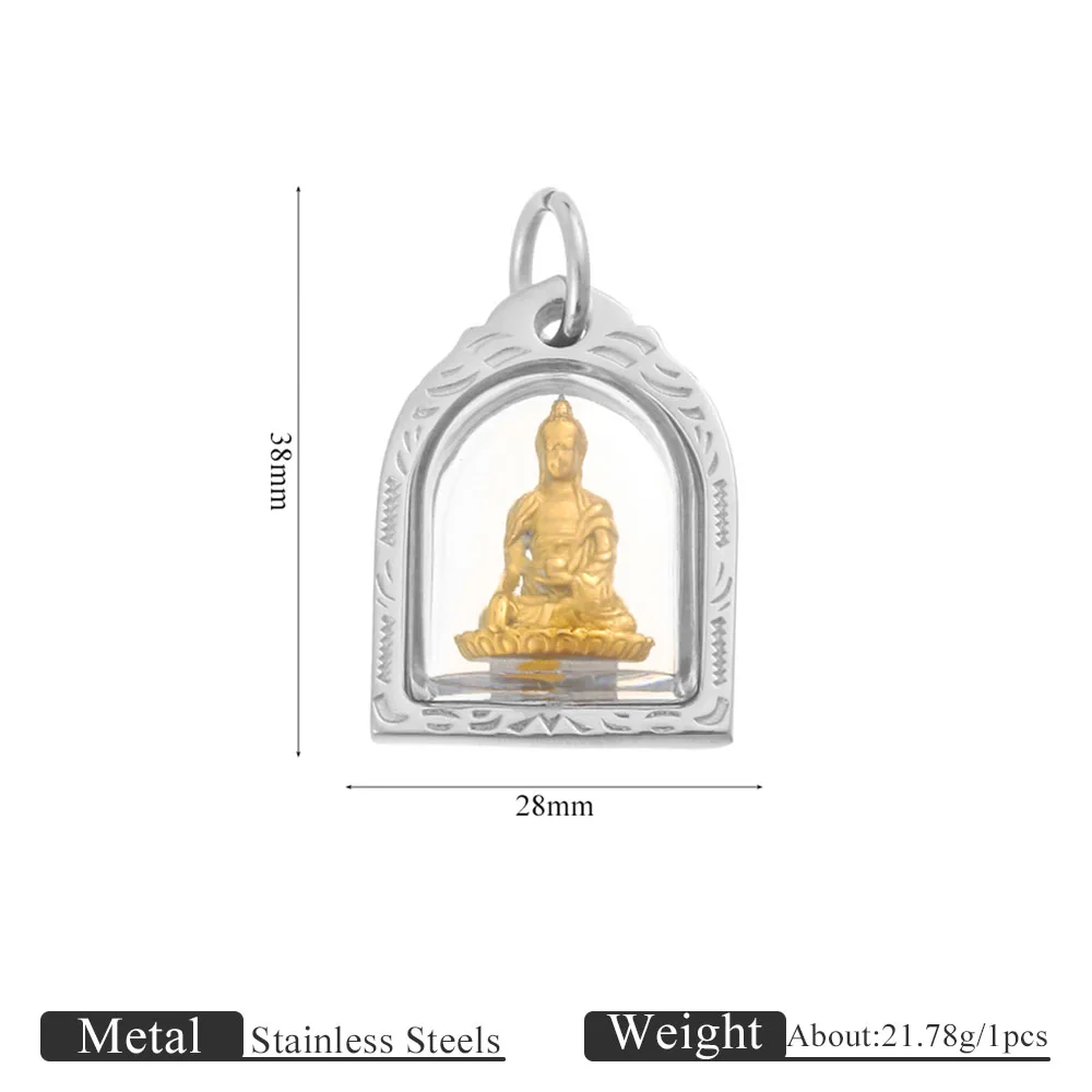 1/2pcs Photo Frame Charms 18K Stainless Steel Locket Pendant DIY Guanyin Necklaces For Women Men Jewelry Accessories Wholesale