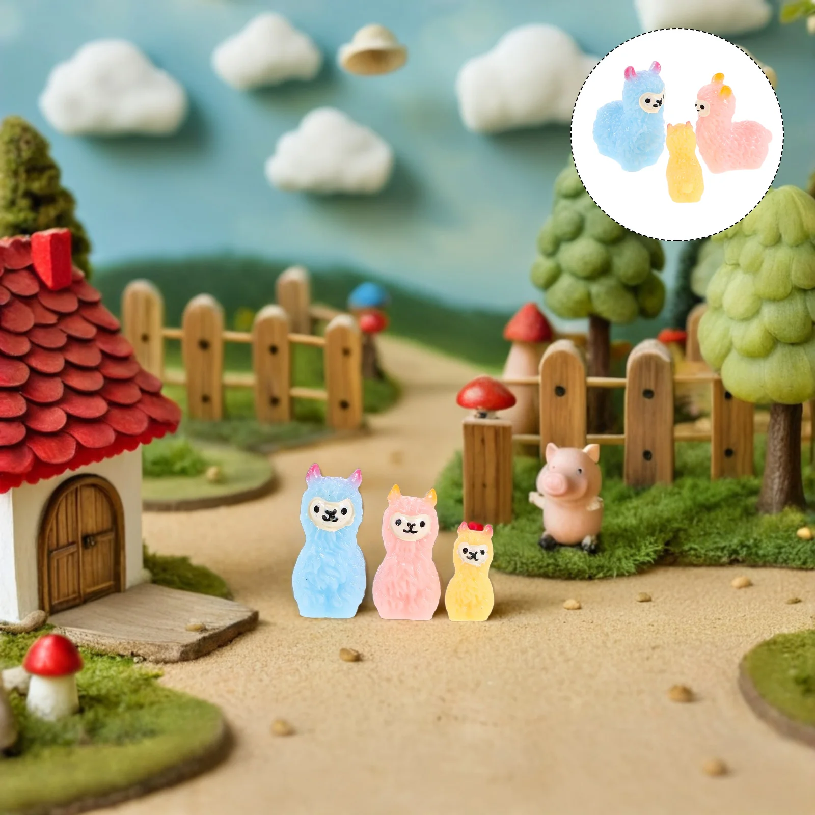 

6pcs Mini Alpaca Figurines Set: Resin Animal Ornaments For Fairy Garden Succulent Pots Bookshelf Decor Miniature Landscape