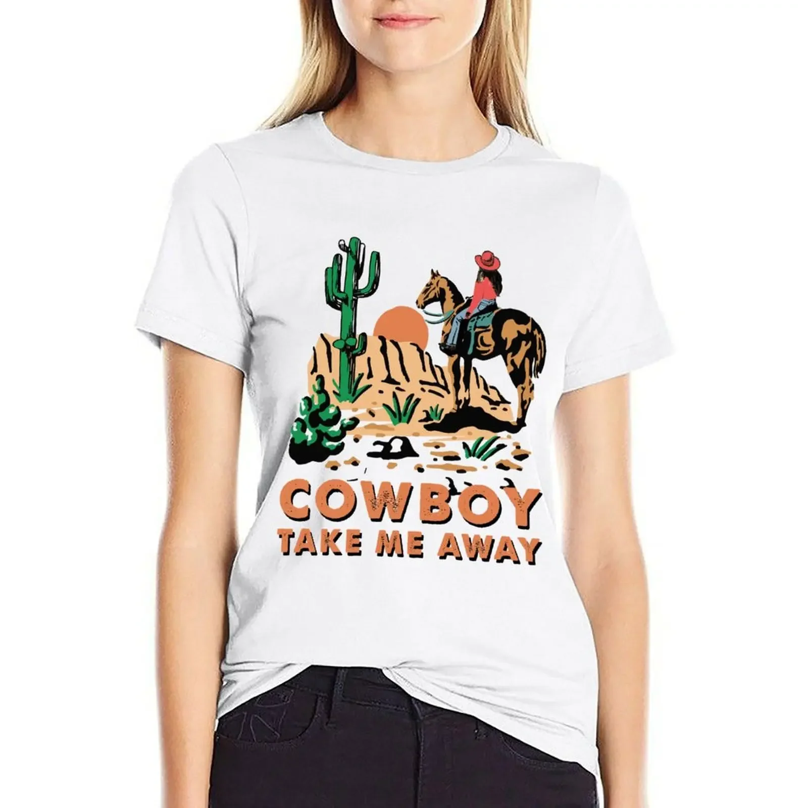 

Cowboy Take Me Away Western Sublimation T-shirt Short sleeve tee vintage clothes t-shirt dress for Women plus size