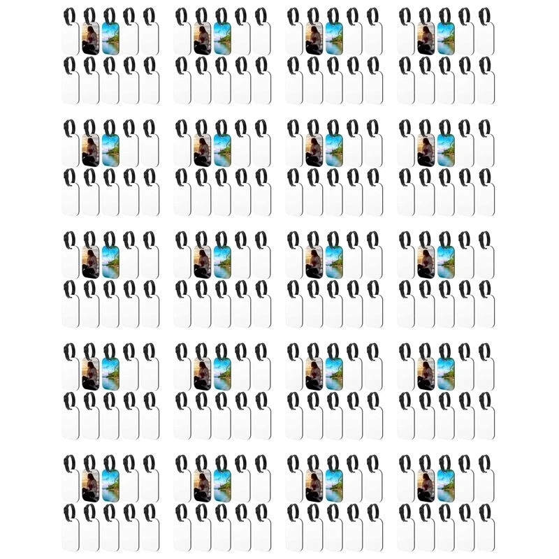 TEXU 200PCS Sublimation Blank Luggage Tags White Blank Travel Bag Baggage Tags With Strap Double Sided Suitcase Label Tag