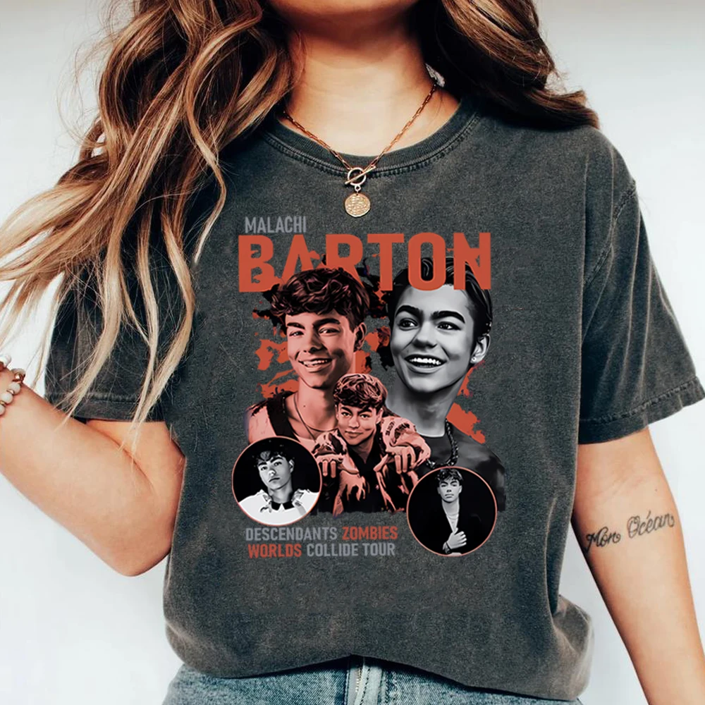 

Футболка Малачи Бартон Зомби Нащадки Worlds Collide Tour Малачи Бертон Виктор Рубашка Ретро Y2k 90-х годов Хип-хоп Футболки Подарок фанатам
