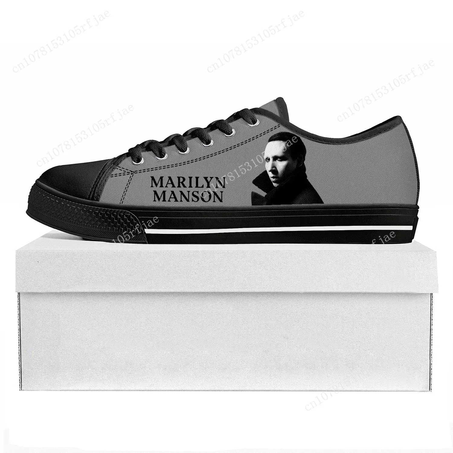 Rock Band Music Singer Marilyn Manson Low Top Sneakers Mens Womens Teenager Canvas Sneaker Couple Shoes Custom Shoe