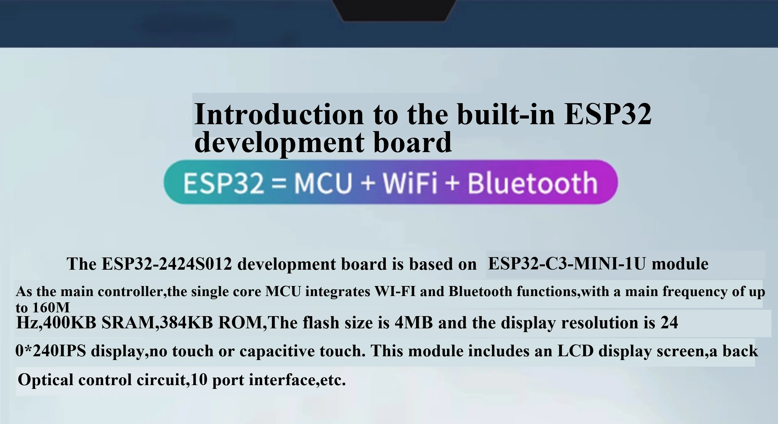 ESP32-C3 Entwicklungsboard mit 1,28-Zoll rundem LCD-Touchscreen-Display, ausgestattet mit WLAN- und Bluetooth-Modulen. – Detail 3