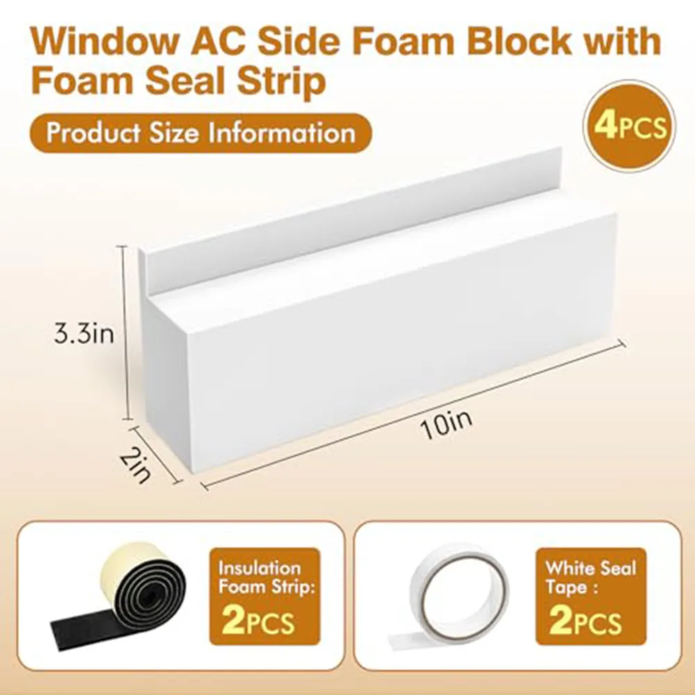 

Window AC Foam Board U Shape Design with Sealing Tape and Foam Strips for Gap Filling 10.2 x 7.3 x 4.3 inches White