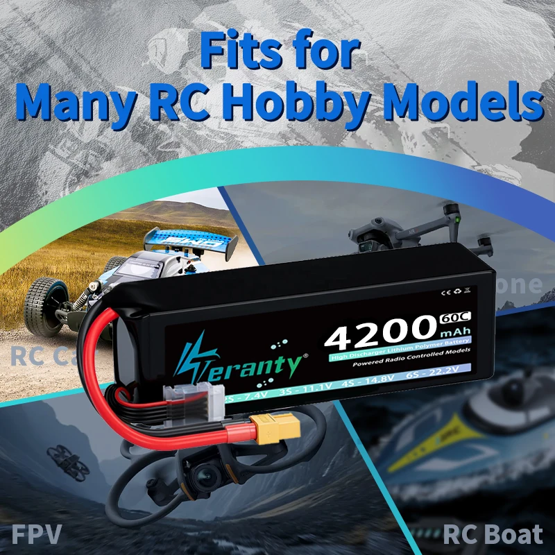 TERANTY 4S Lipo FPV Drone Battery 14.8V 4200mAh 60C with XT60/XT90/EC5/T Plug for RC Car RC Helicopters Trucks RC Model Parts