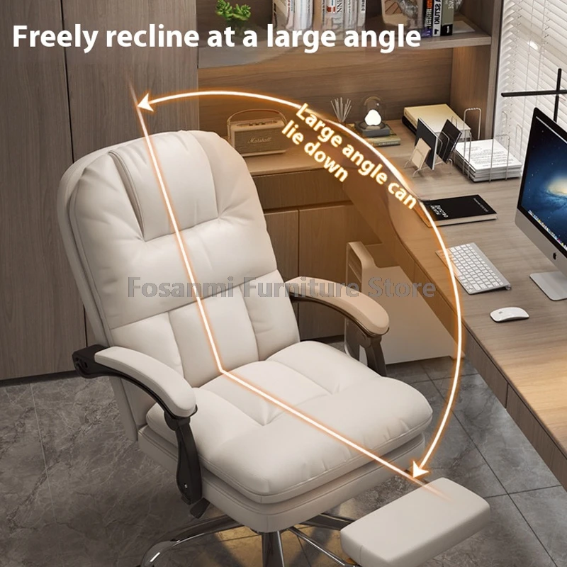 High-Back Reclining Home Office Chair with Dual-Layer Backrest Ergonomic Comfy Gamer Computer Chair Soft Adjustable Swivel Chair