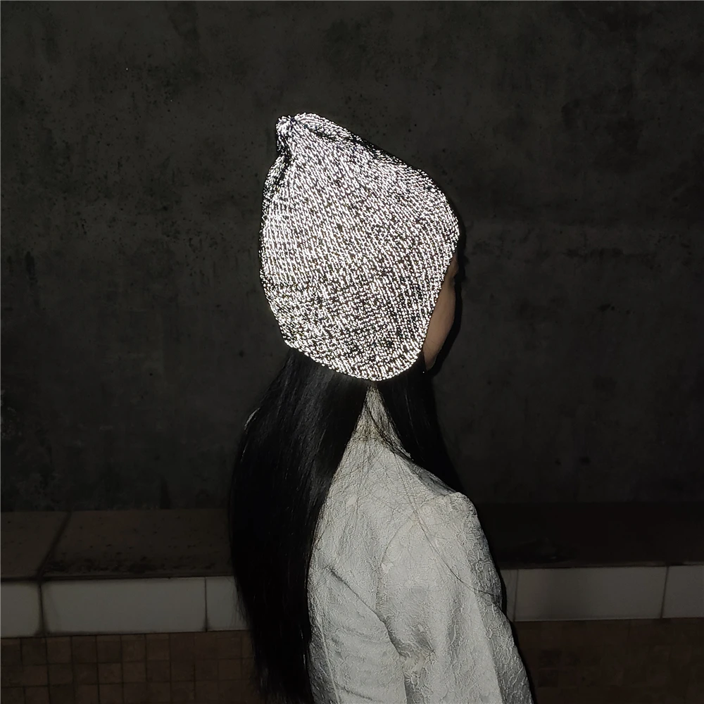 2025 Women Men Reflective Earflap Hats Winter Thicken Warm Beanies Caps Outdoor Windproof Knitted Hat for Night Running Walking