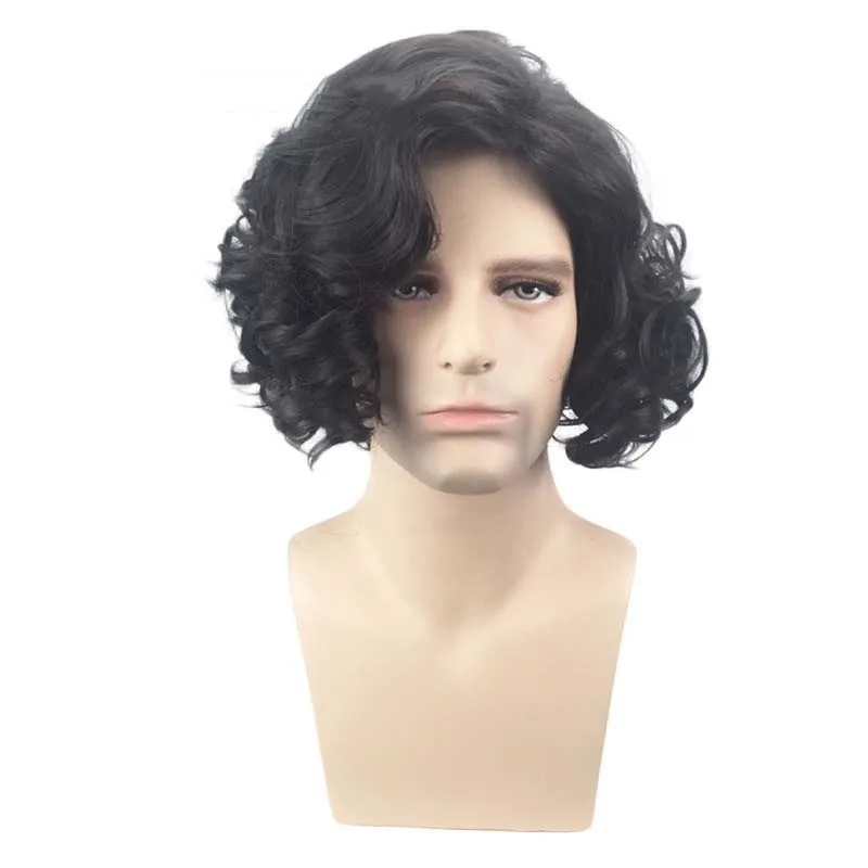 Long Curly Synthetic Wigs Black Wig for Men Cosplay Wigs For Male Wave Hair Fluffy Daily Wear Wig