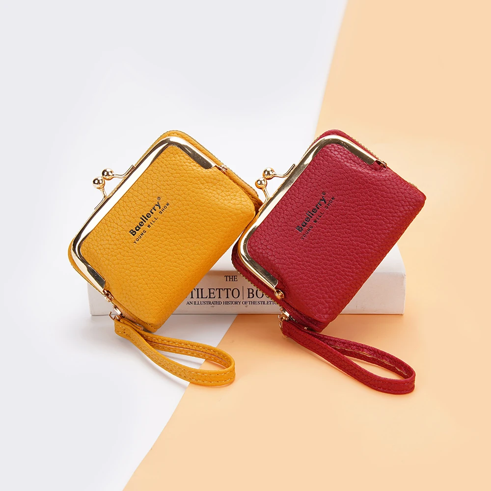 New Candy Color Fashion Women Coin Purse Leather Solid Color Vintage Short Wallet Heart Hasp Ladies Girls Card Holder Clutch Bag