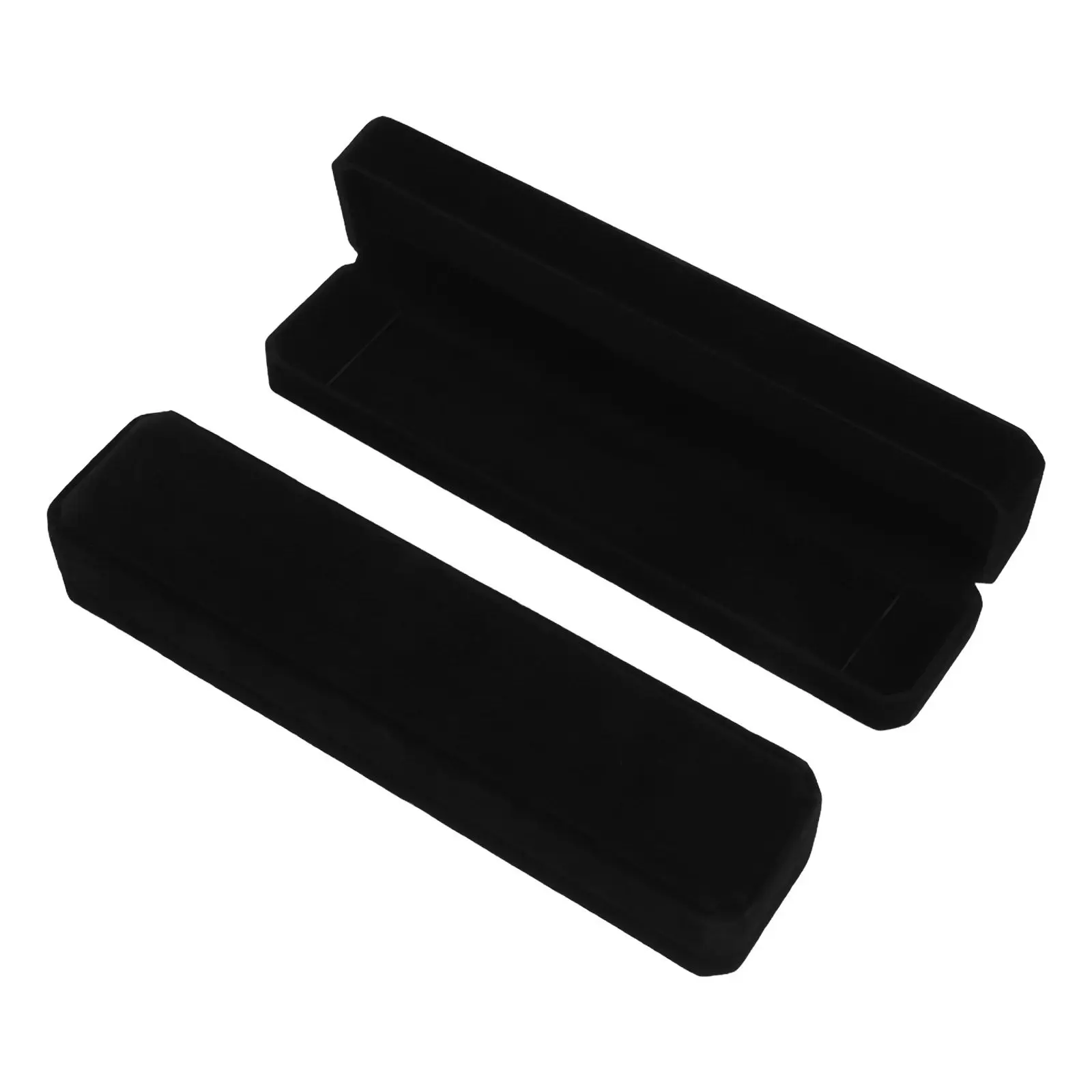 

2Pcs Sleek Black Rectangular Jewelry Gift Box Set with Soft Interior Liner Space-Saving Necklace and Bracelet Organizer Portable