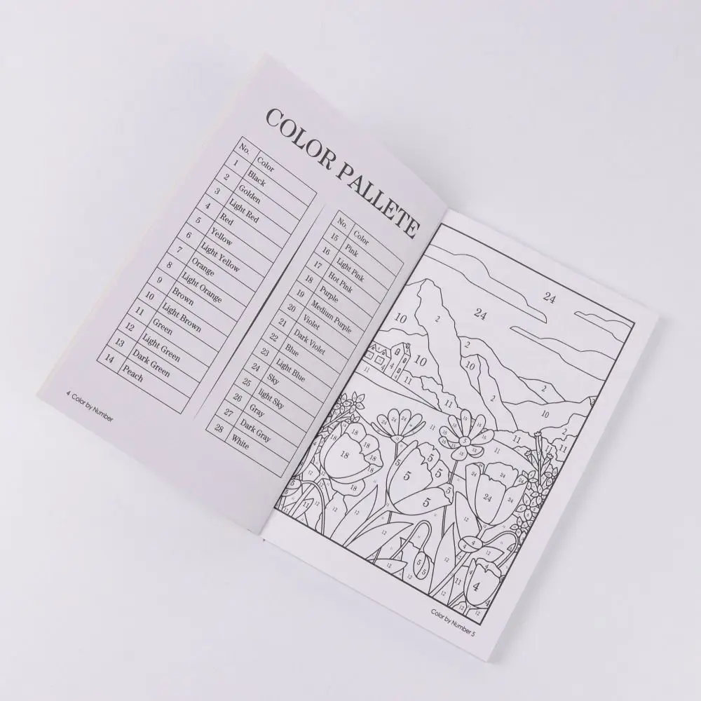 80 Pages Color By Number for Adult Unique Background Stress Relief Coloring Book Anxiety Therapy Drawing Painting Book