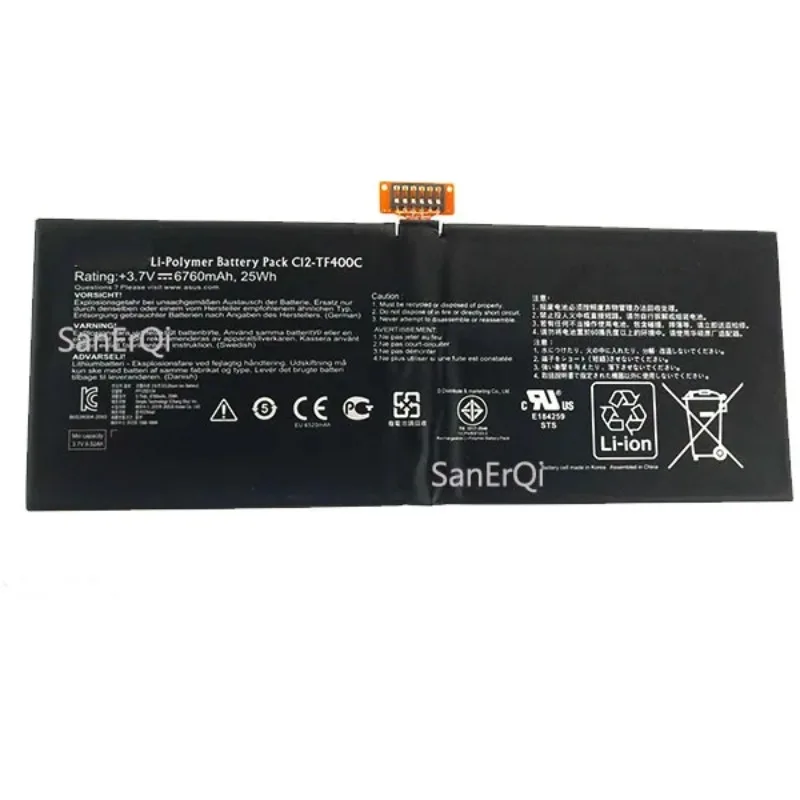 

C12-TF400C Tablet Battery for ASUS VivoTab Smart ME400C 1ICP4/83/103-2 3.7V 6760MAH 25WH Battery