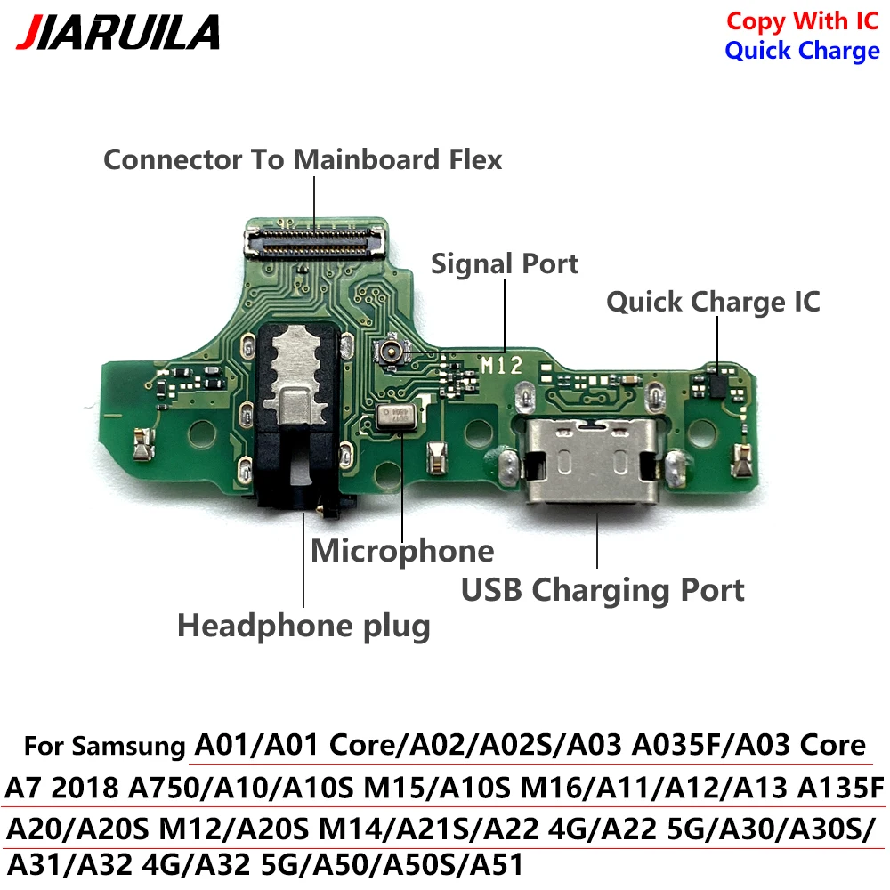 USB Charging Port Charger Board Flex Cable For Samsung A01 A02 A10 A11 A12 Dock Plug Connector With Microphone