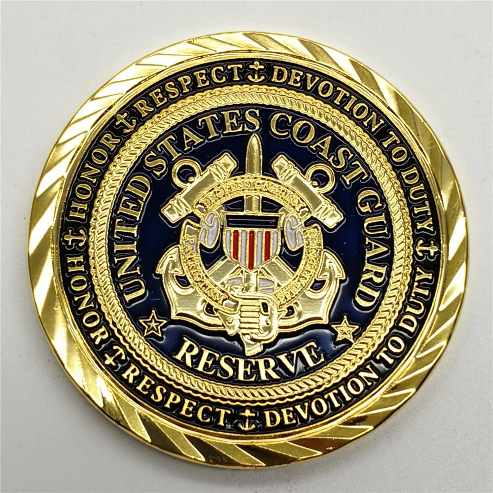 Moeda de lembrança da guarda costeira dos estados unidosemper paratus uscg núcleo valores desafio moeda veterano banhado a ouro moeda comemorativa