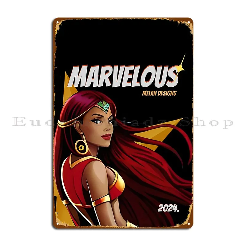 Superhero Woman Marvelous Inspirational Red Gypsy Bohemian Comic Metal Plaque Poster Create Kitchen Wall Mural Tin Sign Poster