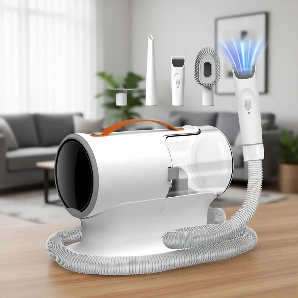 

Набор для груминга собак с пылесосом, мощный пылесос для животных 12000 Па для удаления шерсти, груминга, тихий, большой объем 2 л