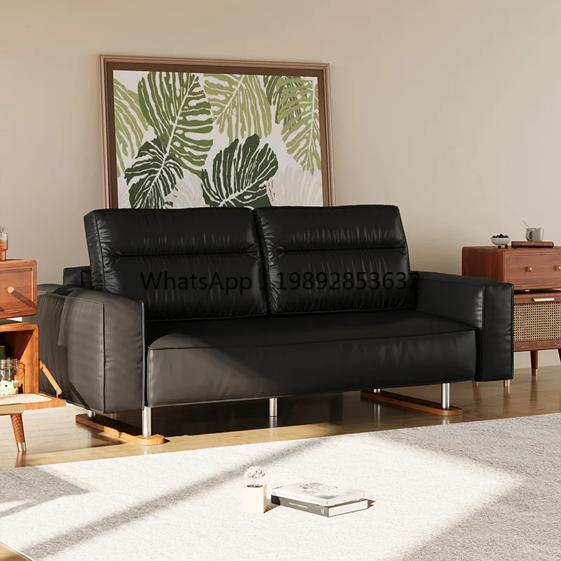 

HYS simple light luxury sofa chair retro medieval black straight row tofu blocks double small apartment living room sofa