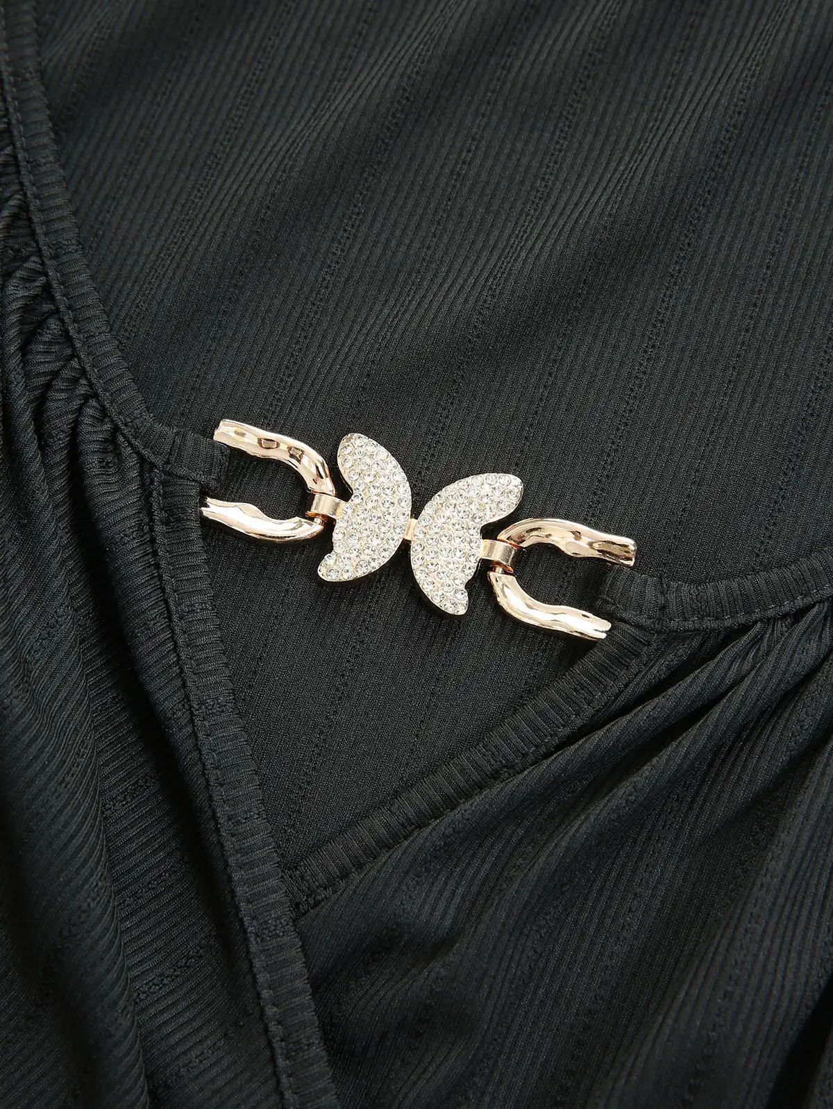 روزغال حجم كبير Surplice فراشة مشبك طويل الأكمام أعلى 2025 الخريف زي غير رسمي الجمجمة شبكة صيد السمك الدانتيل يصل الجانب Ruched تيز #5