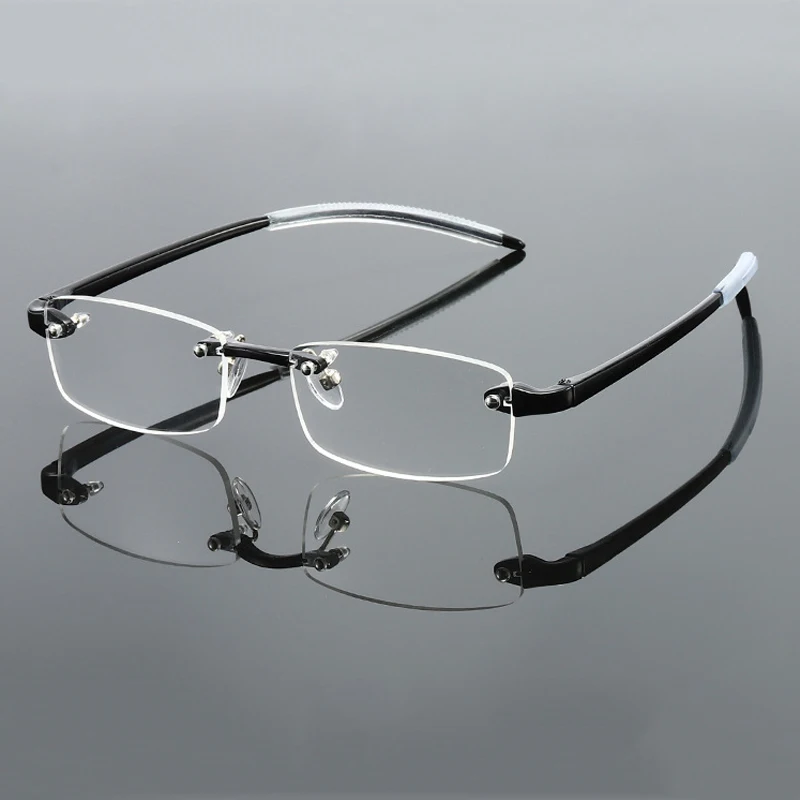 Elbru-Gafas de lectura ultraligeras TR90 sin montura para hombre y mujer, anteojos ópticos para presbicia sin marco, dioptrías + 1,0 + 1,5 + 2,0 +