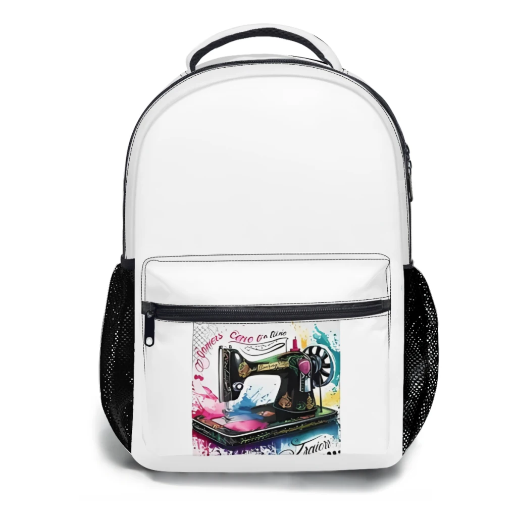 Sac à dos léger et décontracté pour jeunes enfants, illustration aquarelle satisfaisante d'une machine à coudre réaliste, cartable pour enfants