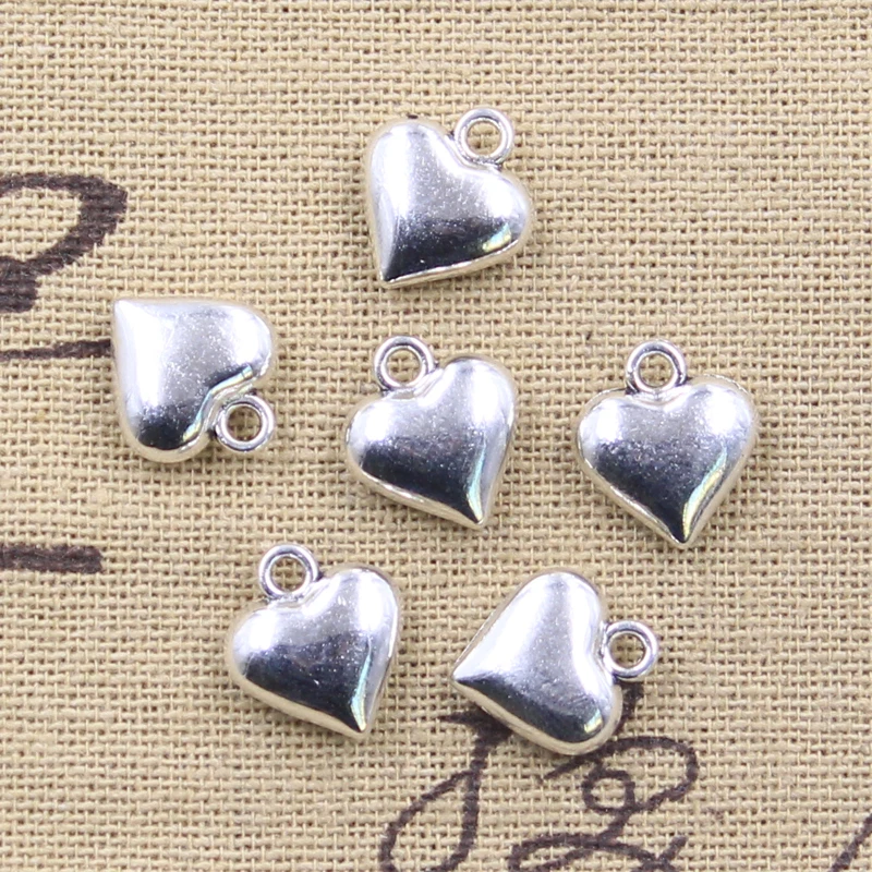 20pcs Charms Lovely Heart 13x12mm Antique Silver Color Pendants DIY Crafts Making Findings Handmade Tibetan Jewelry