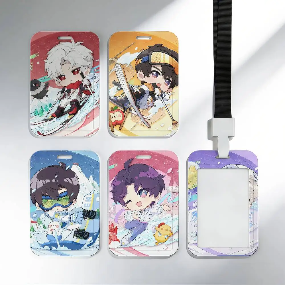 Funda de plástico para tarjetas de acceso de autobús y metro, con diseño de Sylus ski love y juego Deepspace, estilo chibi lindo, para tarjetas de comida de estudiantes, para mujer y hombre