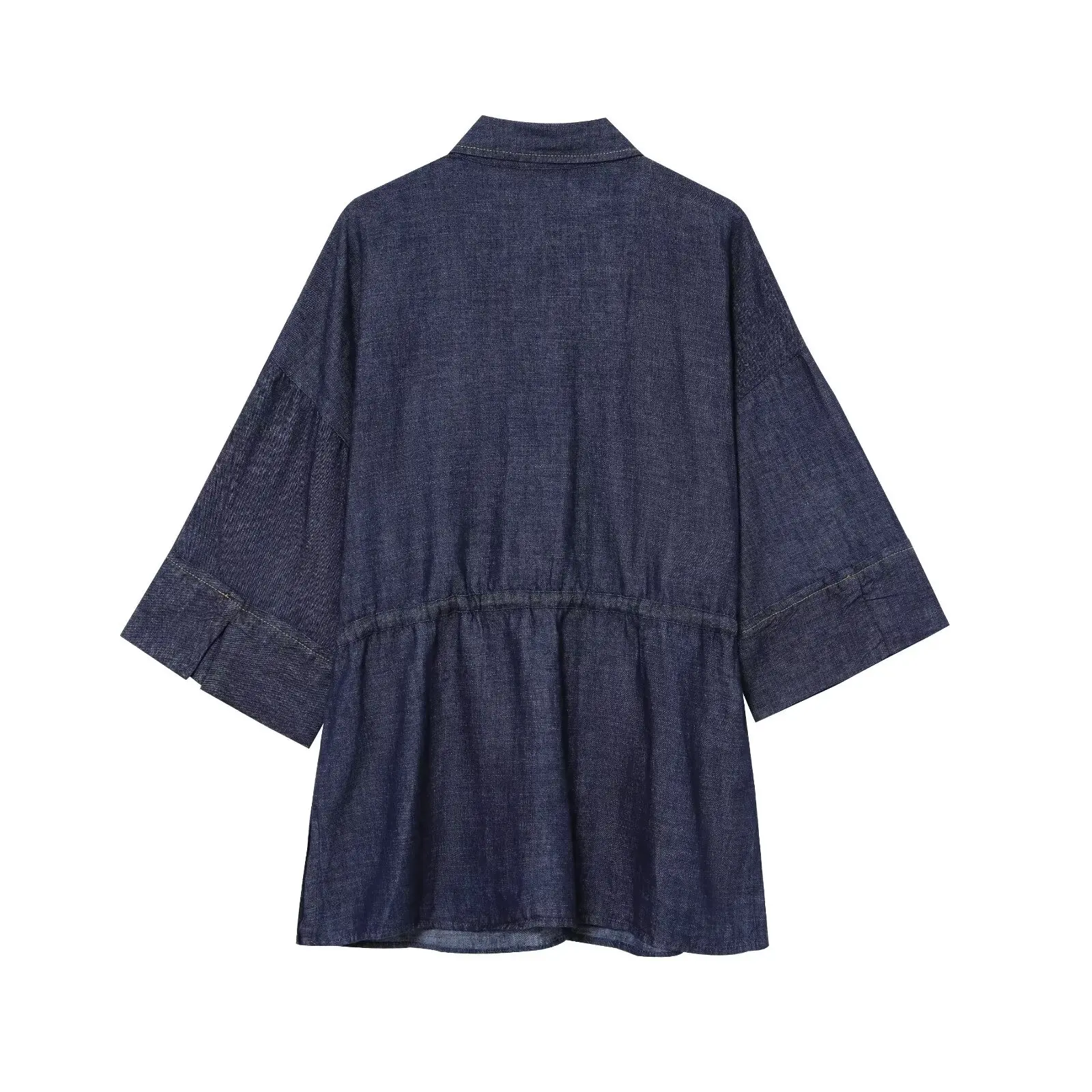Willshela, conjuntos de 2 piezas de mezclilla a la moda para mujer, camisa azul y pantalón de pierna ancha, blusa y pantalones informales elegantes para mujer, coordenadas