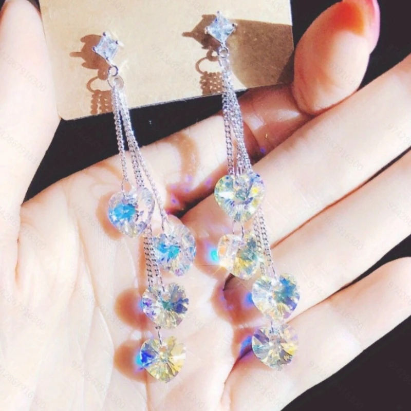 Mode Kleurrijke Prachtige Hartvormige Zirconia Oorbellen voor Vrouwen Romantische Elegante Sieraden Bruids Bruiloft Accessoires