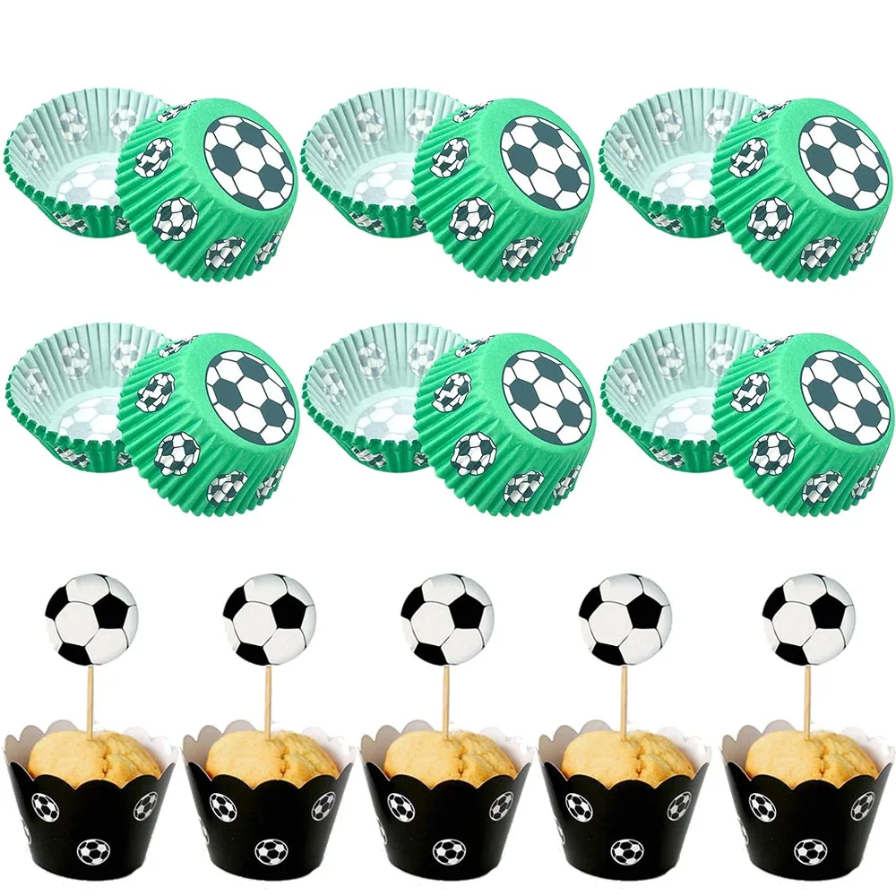Mini revestimientos para cupcakes de fútbol, Mini tazas para hornear, envoltorios para cupcakes, tema deportivo, decoración para fiesta de cumpleaños, fiesta de Baby Shower