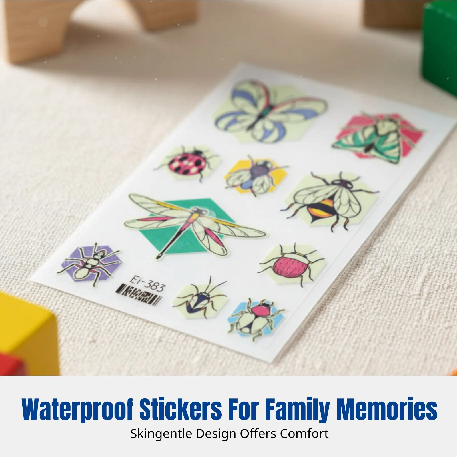 

Temporary Skin Decal Stickers, Waterproof, Glows in Low Light, Cartoon Butterfly, Ladybug, Bee, For Children