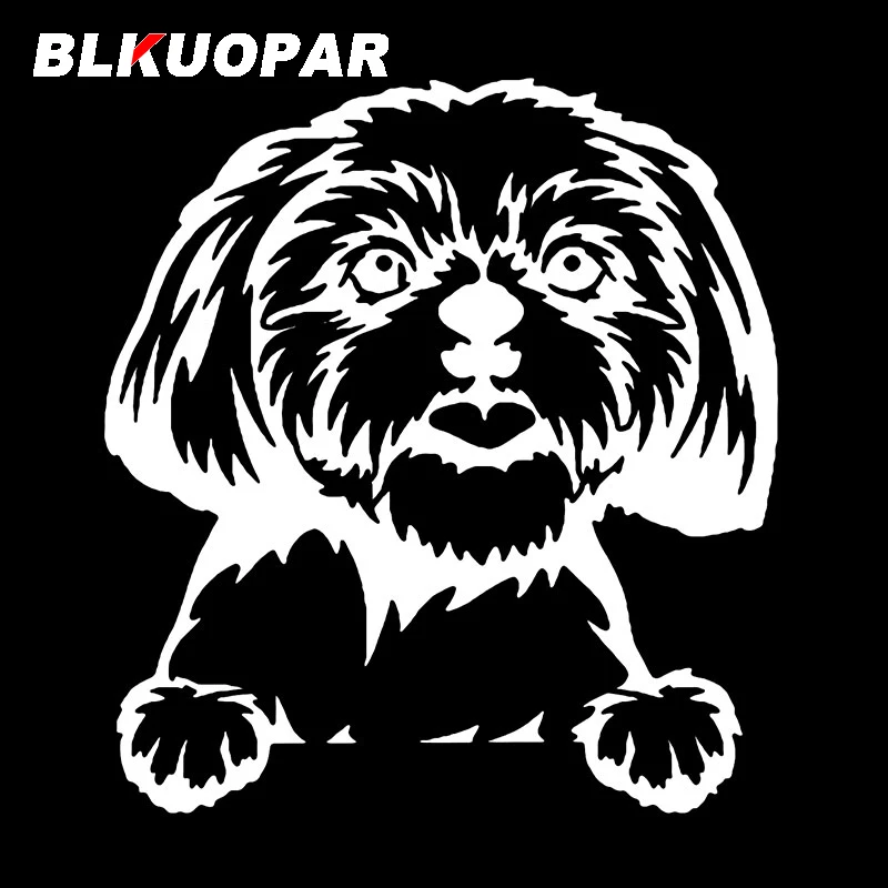 BLKUOPAR Shih Tzu Dog Peeking Car Stickers Funny Animal Decal Sunscreen Die Cut Windows Refrigerator Car Accessories