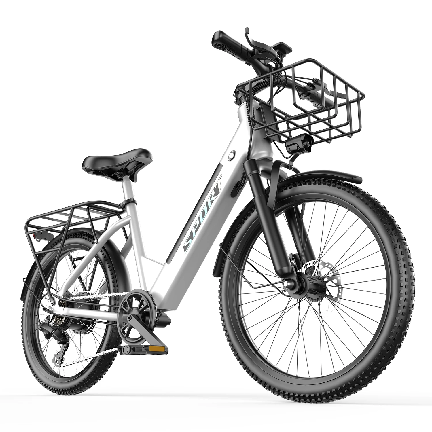 ASKGO Electric Bike for Adults, 1500W Peak Motor, 26" Tire Mountain Ebike with Basket, 48V 10AH Battery, 25MPH Max Speed, 50 Miles Range, Dual Disc Brakes, 7 Speed Gearshift, UL2849 Certified