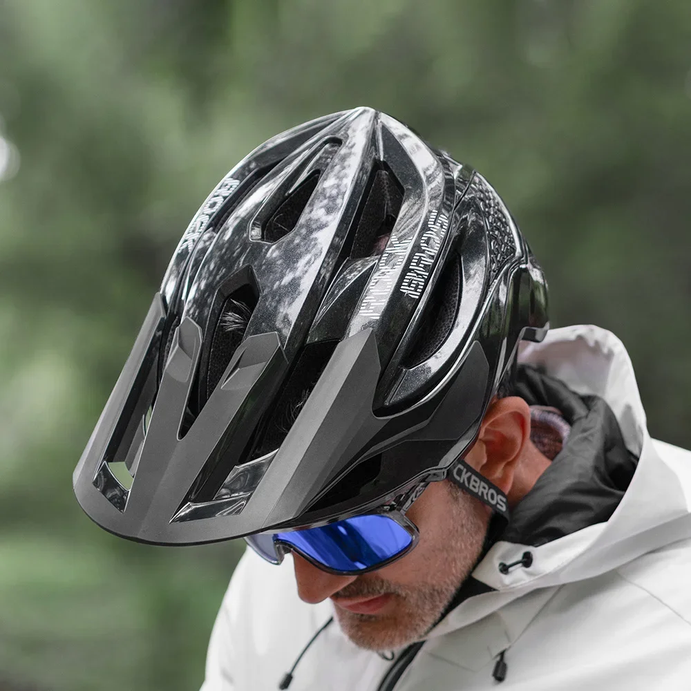 ROCKBROS Fahrradhelm MTB Fahrradhelm mit Nylon-Schirm Verstellbarer Leichter Fahrradhelm für Männer und Frauen – Detail 1