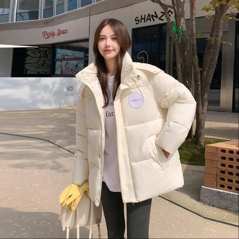 

Korean Version Female Down Cotton-Padded Jacket Girl's Hooded College Women's Outdoor Down Puffer Jacket Warm Thicken Top Winter