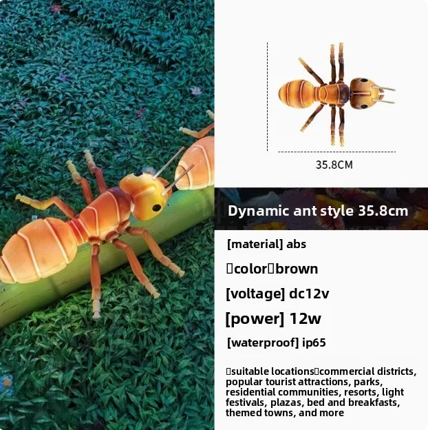مصباح النمل المحاكاة الديناميكي في الهواء الطلق، مصباح ديكور حشرة الحديقة ذات المناظر الطبيعية الخلابة