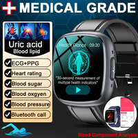 New Medical Grade ECG+PPG Smart Watch 1.75 AMLOED Display Uric Acid&Blood Lipid Blood Glucose Test 24 Hour Heart rate Smartwatch