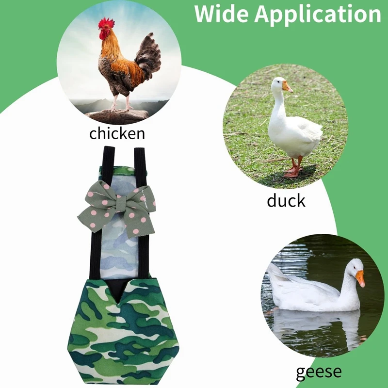 3Pcs Premium Reusable Pet Duck & Chicken Diapers, Waterproof Poultry Diaper Wraps With Bow Tie,Pet Duckling Nappies Green