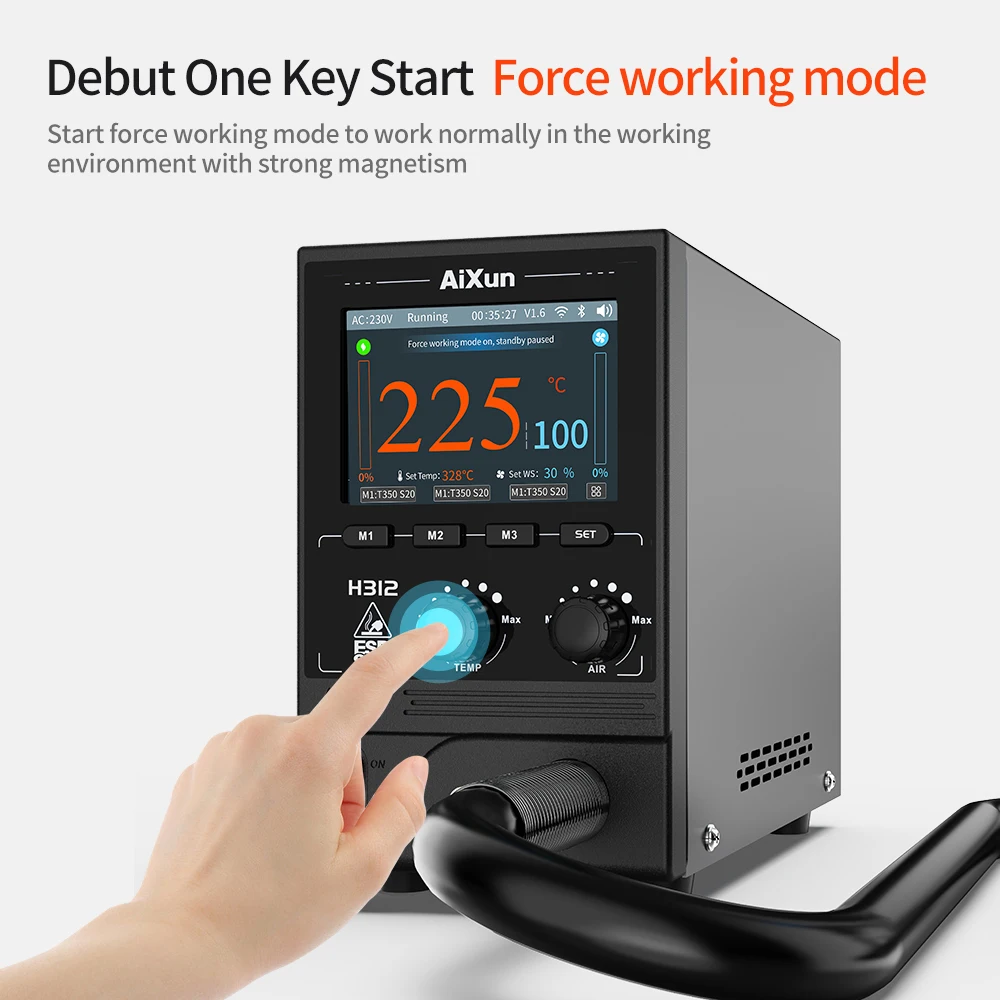 JC JCID Aixun H312 Hot Air Gun Sordering Station with Nozzle 110/220V 1400W Rework Station Intelligent Temperature Control