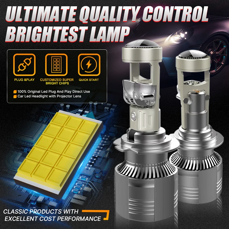 CARLITEK 2x H4 H7 H11 LHD LED المصباح عدسة صغيرة العارض 9005/9006 السيارات منخفضة شعاع STG Canbus لمبة للسيارة/المحرك 110 واط 25000LM