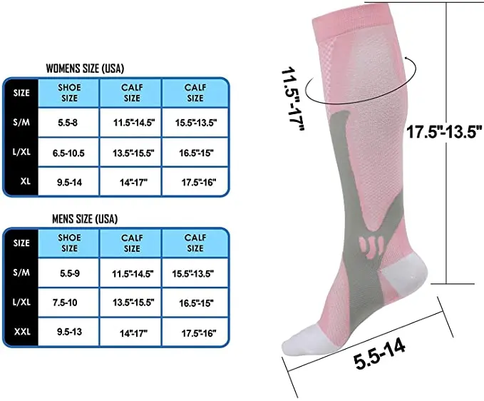 Compression Nylon Sports Stockings Diverse Styles Moisture Wicking Relieve Calf Fatigue Compression Socks Unisex 15-20 mmHg