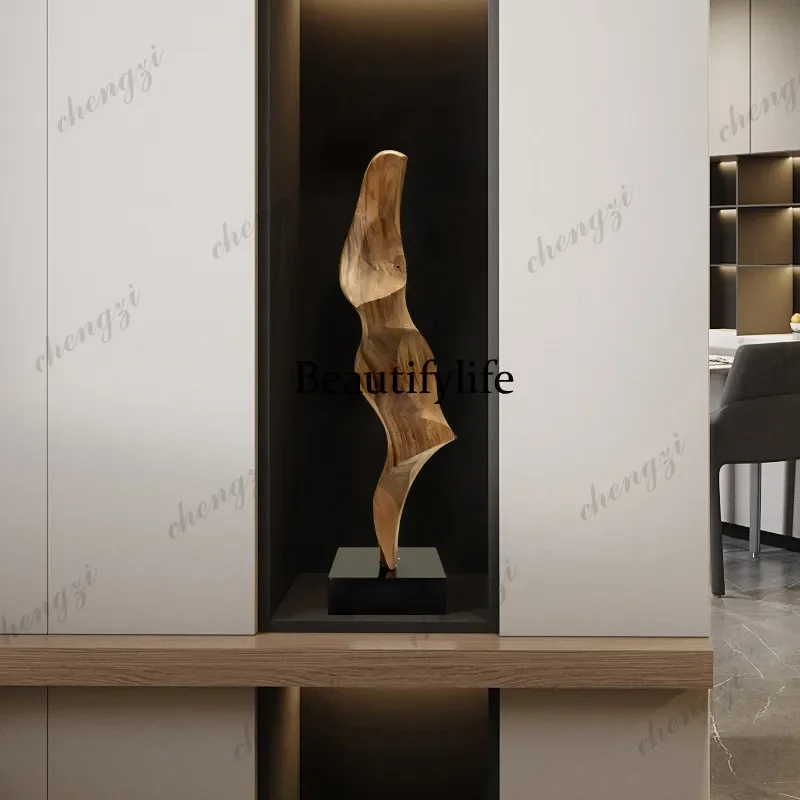 A4567 B & B hotel abstract wood carving ornaments high-end soft decoration model room entrance sculpture artwork decoration
