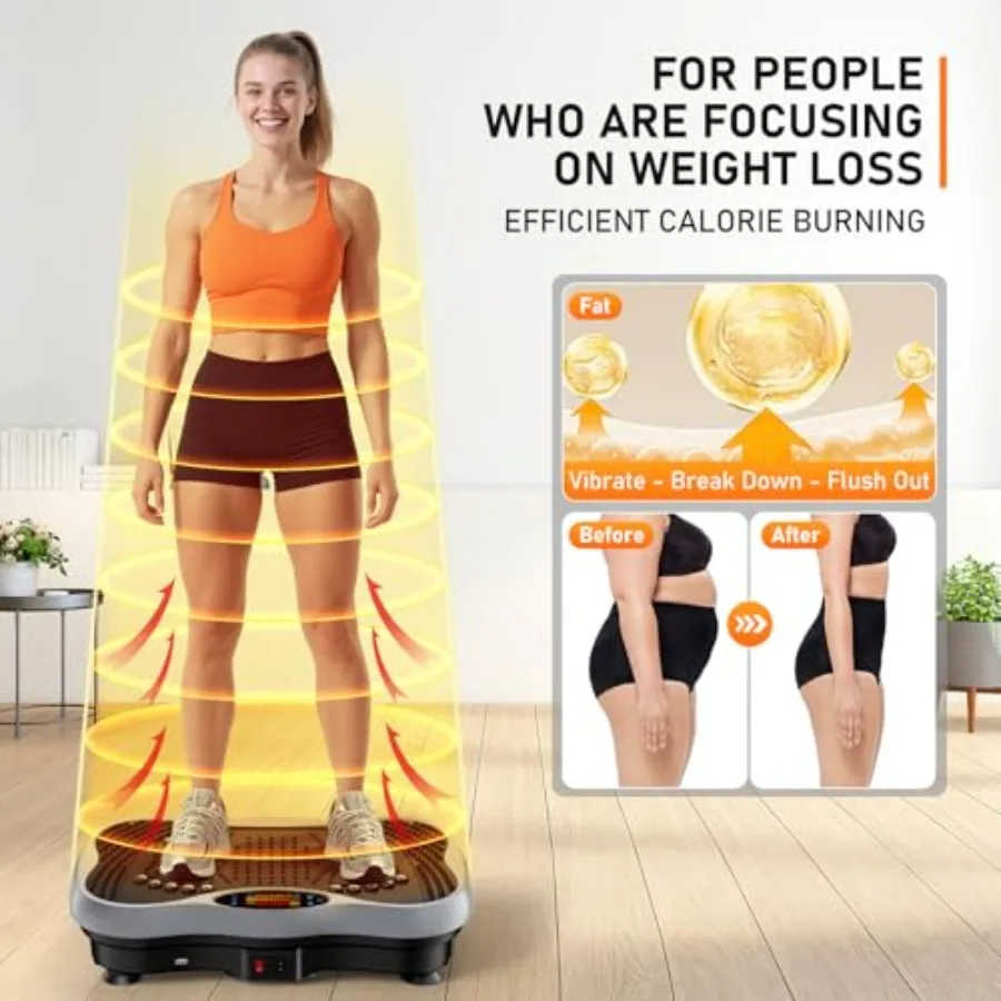 Vibration Plate Exercise Machine for home gym use ABS plastic body in black 130 intensity levels for full-body workout lymphati