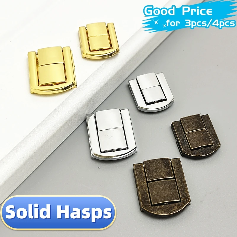 3pcs/4pcs closures Clip decorative latch box Solid hasp toggle buckle lock Catch small wine wooden chest hardware Antique Bronze