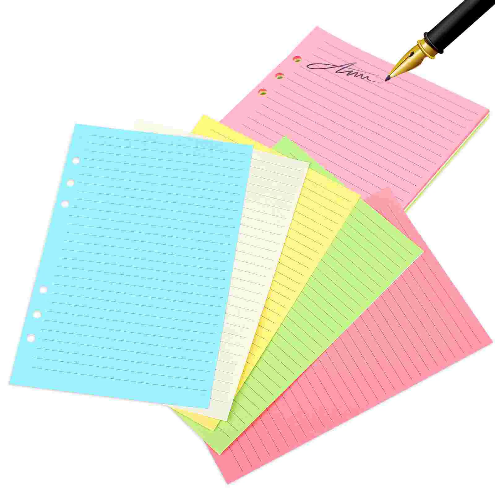 50 Pcs Journal Book Colorful Refills 6 Holes The Notebook Lined Inserts A5 Filler Planner Loose Leaf Fillers