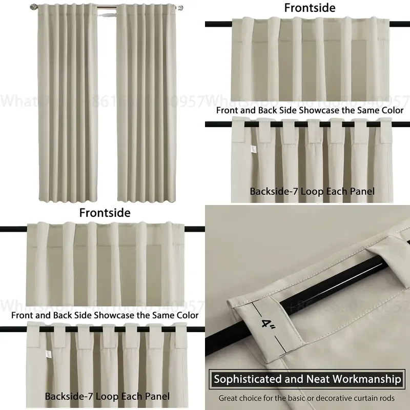 Blackout Thermal Insulated Window Treatment Curtain Panels Room Darkening Back Tab Rod Pock Drapes for Living Room